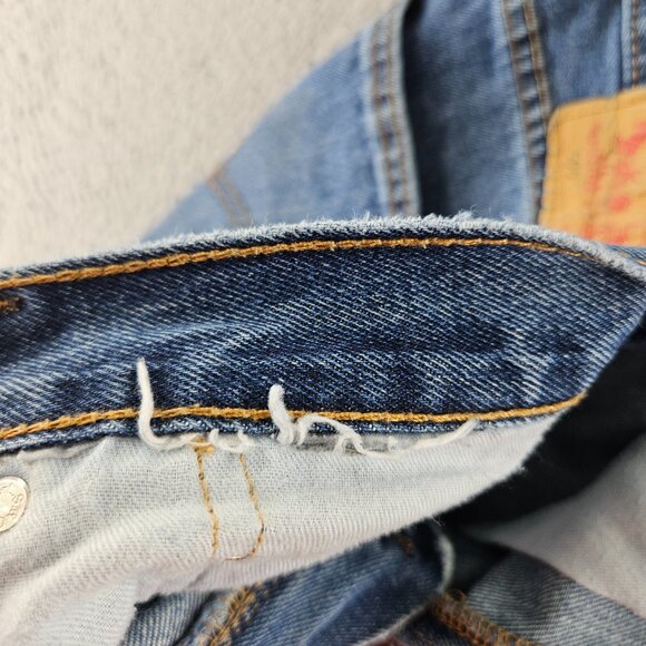 Levis Jeans Mens 36x30 Blue 505 Straight Leg Denim Work Pants - Picture 6 of 16